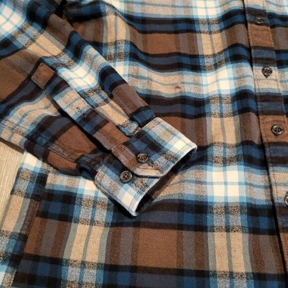 Eddie Bauer Plaid Flannel Long Sleeved Button Up Shirt Men's Size Large Tall - Picture 2 of 7